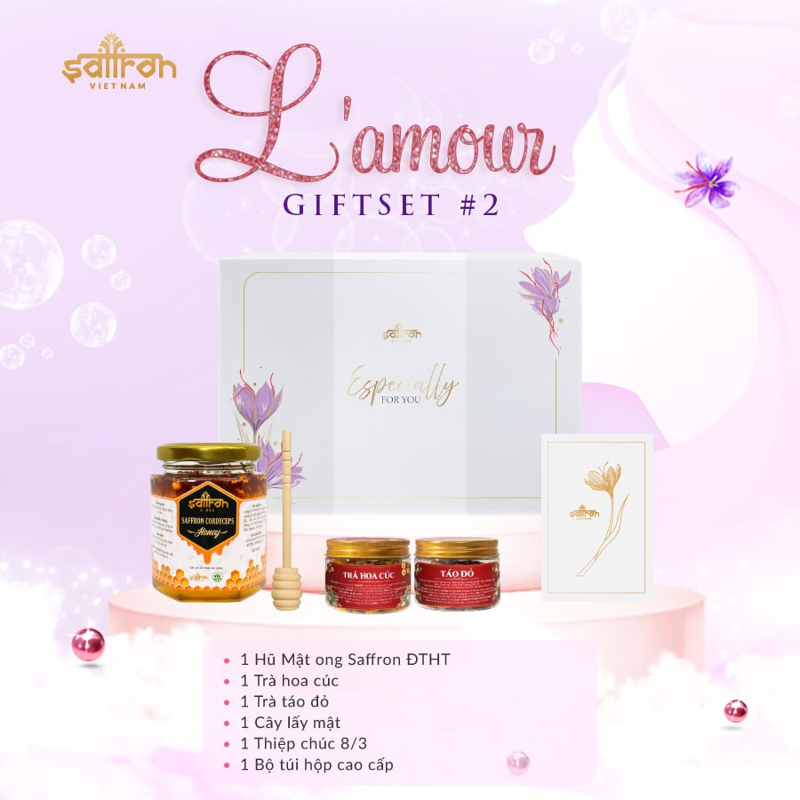 Mô tả Set quà tặng 8/3 Mật ong saffron đông trùng hạ thảo Saffron Việt Nam - 1