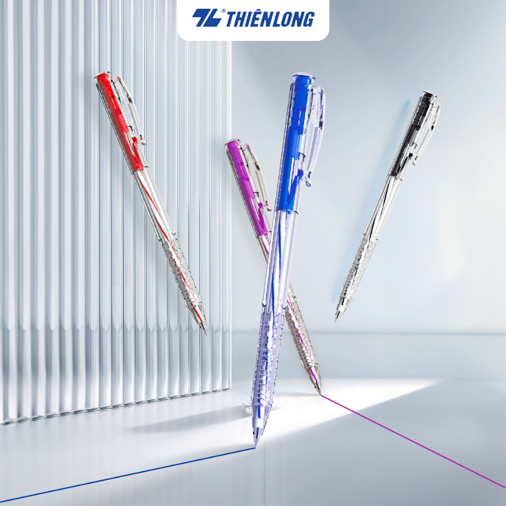 Mô tả Combo 20 Bút bi Thiên Long TL-027 ngòi 0,5mm 4 màu - Bút bi xanh/đỏ/đen/tím, bút viết học sinh - 1