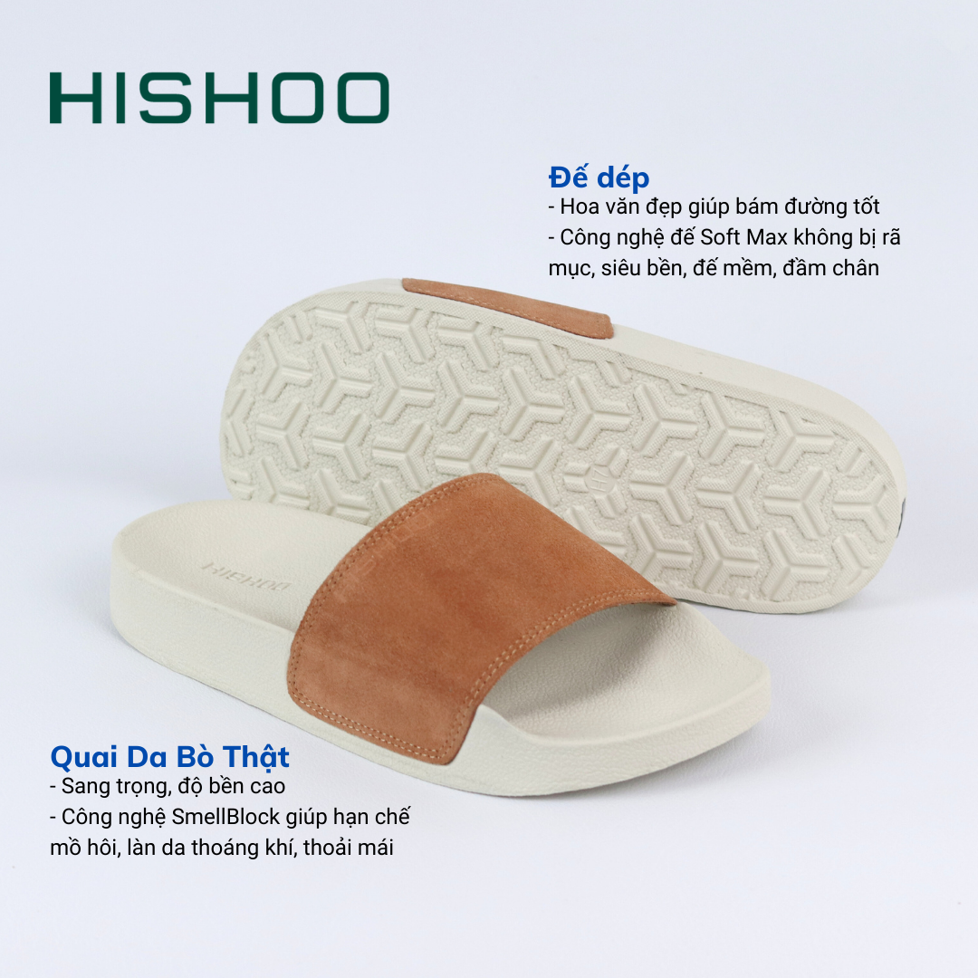 Mô tả Dép quai ngang slipper Tổng hợp Da Lộn cao cấp nam, nữ  HISHOO siêu nhẹ da bò thật thời trang size 37-45 U444 - 4