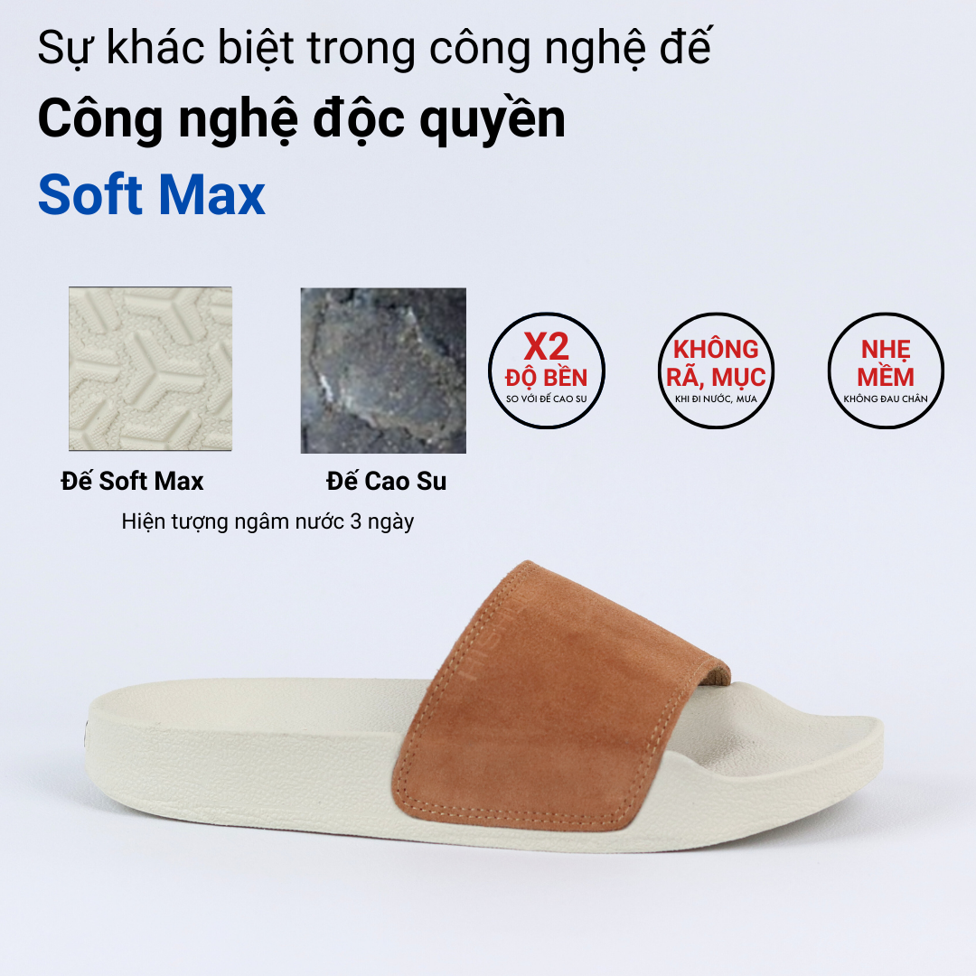 Mô tả Dép quai ngang slipper Tổng hợp Da Lộn cao cấp nam, nữ  HISHOO siêu nhẹ da bò thật thời trang size 37-45 U444 - 5