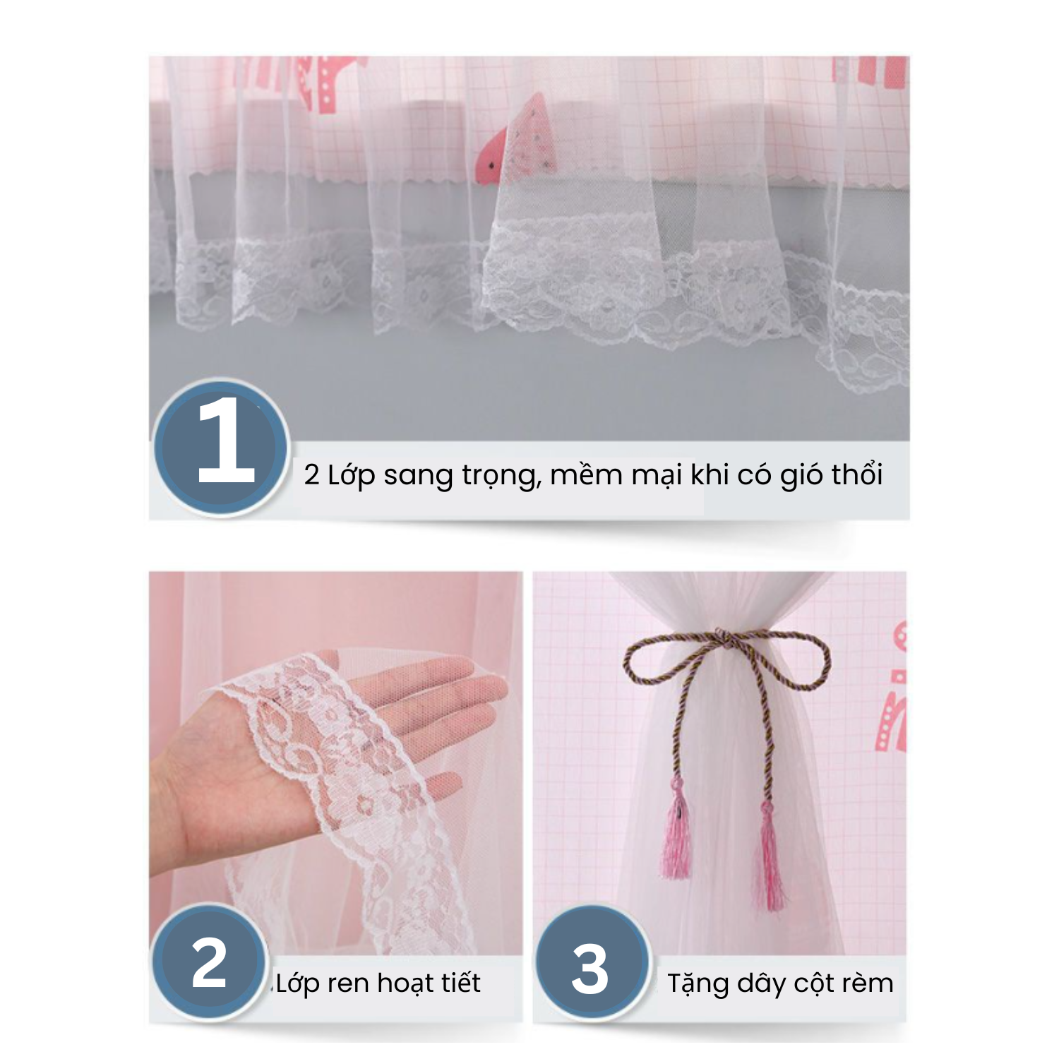 Mô tả Rèm Khoen hoạ tiết treo tường chống nắng, trang trí cửa sổ  phòng khách decord phòng ngủ sang trọng tặng dây buộc rèm - 5