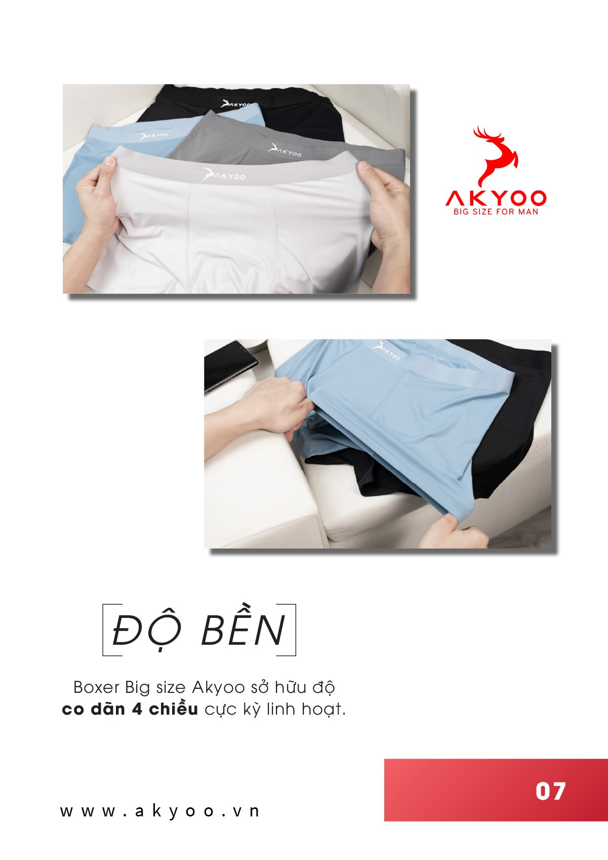 Mô tả Quần Lót Nam Boxer Bigsize Size XL Đến 6XL AKYOO ,Mỏng Nhẹ Co Giãn Thoải Mái Thông Thoáng-SIP BX DEN-GHI-NHAT-XAM-XANH - 3