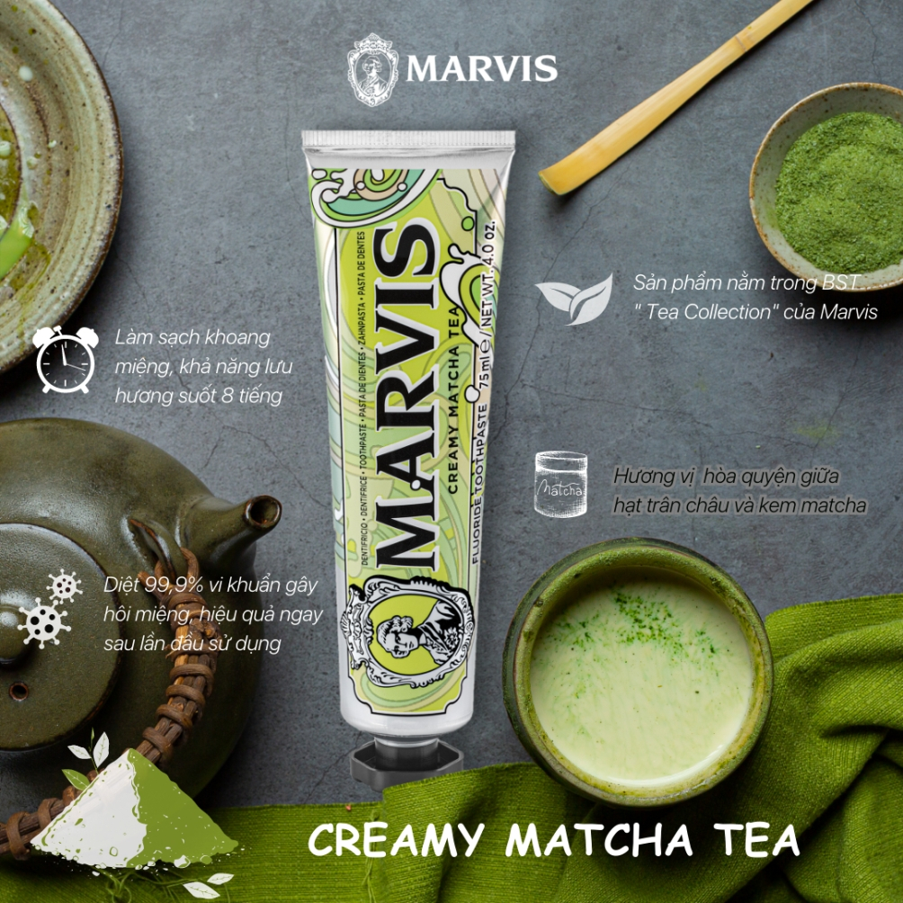 CREAMY MATCHA TEA | Kem đánh răng MARVIS Creamy Matcha Tea 75ML | Shopee  Việt Nam