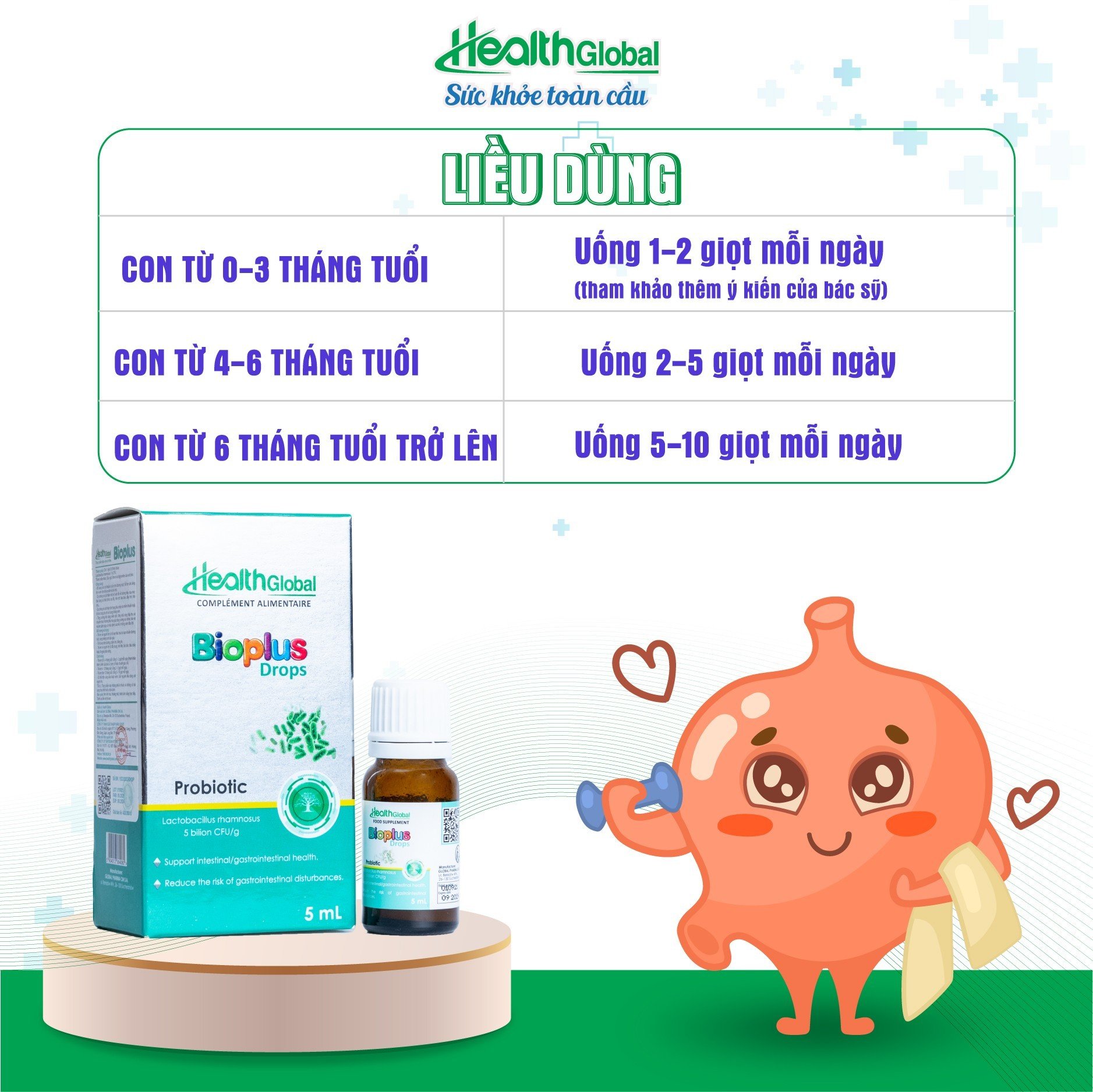 (MUA 1 TẶNG 1 QUÀ) Men Vi Sinh Bioplus Drops HealthGlobal 5ml Cải Thiện ...