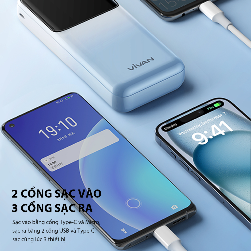 Mô tả Pin Sạc Dự Phòng 20000mAh VIVAN VPB-D20, 3 Cổng Sạc Ra Công Suất 22.5W Màn Hình LED Hiển Thị Pin Hỗ Trợ PD/ QC3.0/ VOOC - 2