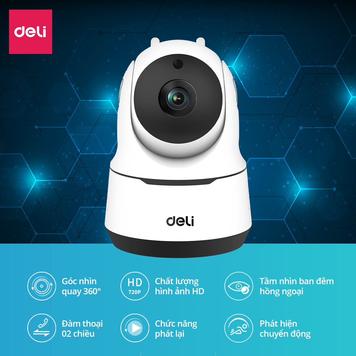 Camera WIFI IP Chính Hãng DELI ES102, Camera HD 1080P 2MP 360 Độ Giám ...