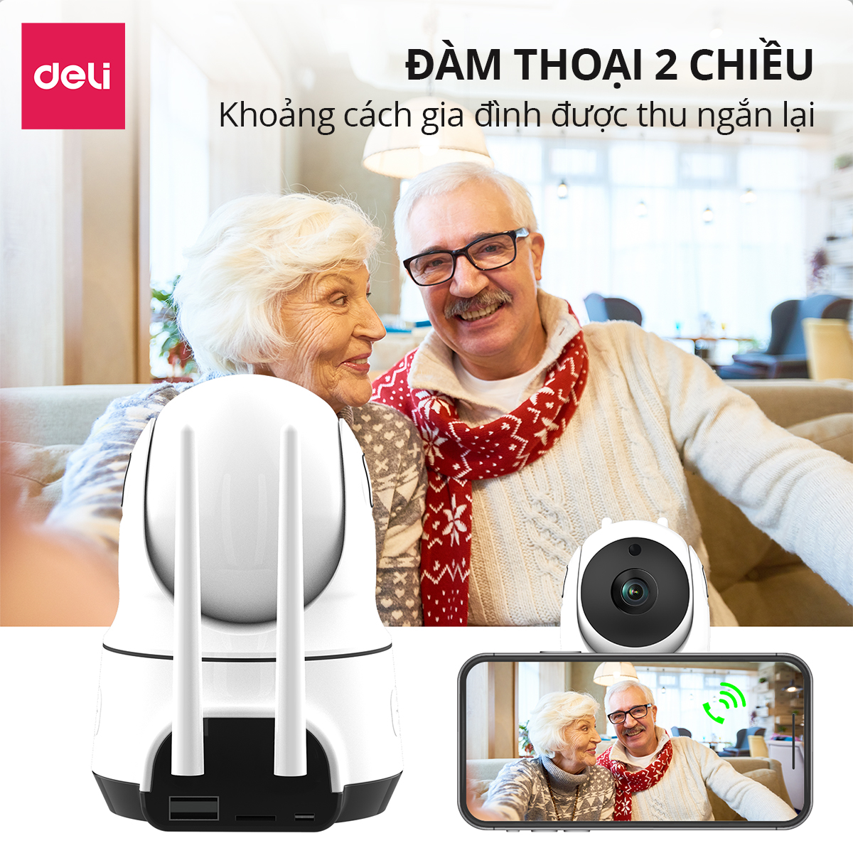Camera WIFI IP Chính Hãng DELI ES102, Camera HD 1080P 2MP 360 Độ Giám ...
