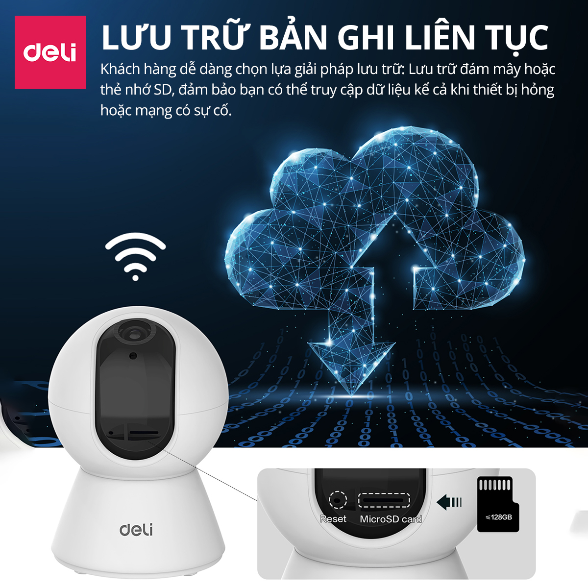 Camera WIFI IP DELI ES105 Trong Nhà Xoay 360 Độ Full HD 1080P - Giám ...
