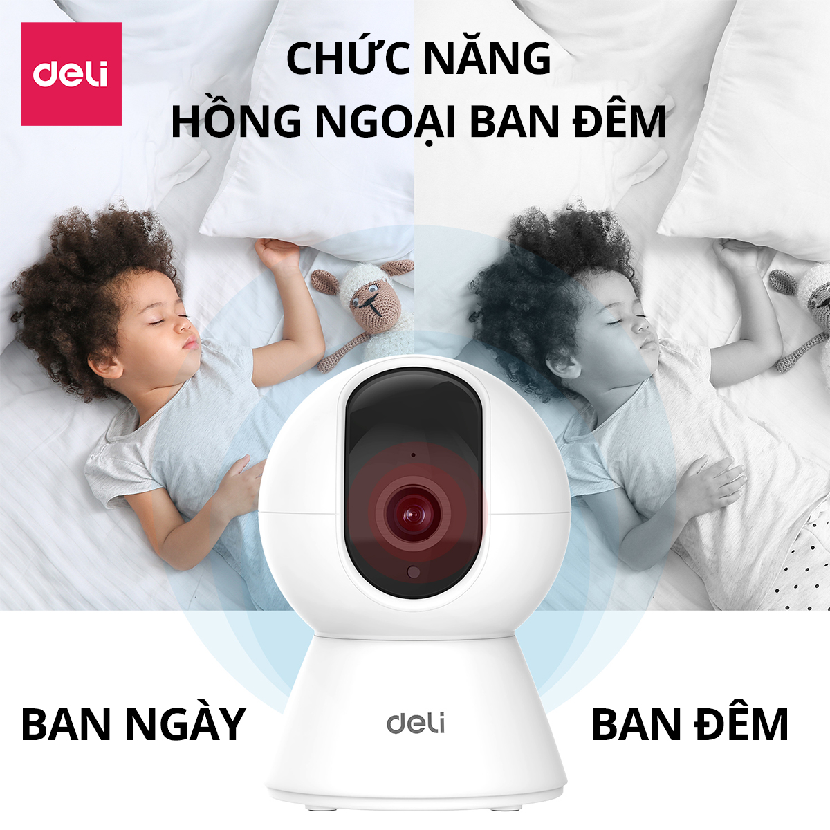Camera WIFI IP DELI Xoay 360 Độ Đàm Thoại 2 Chiều Mắt Nhìn Hồng Ngoại ...
