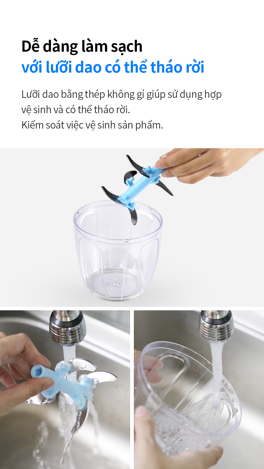 Dụng cụ xay tỏi ớt LocknLock kéo tay