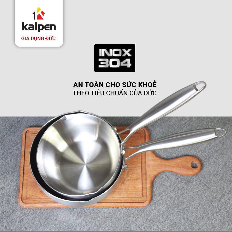 Mô tả Chảo INOX 304 Cao Cấp 5 Lớp Liền Khối Có Miệng Rót Lager Size 18-20-24-26-28cm Chính Hãng KALPEN ĐỨC - 2