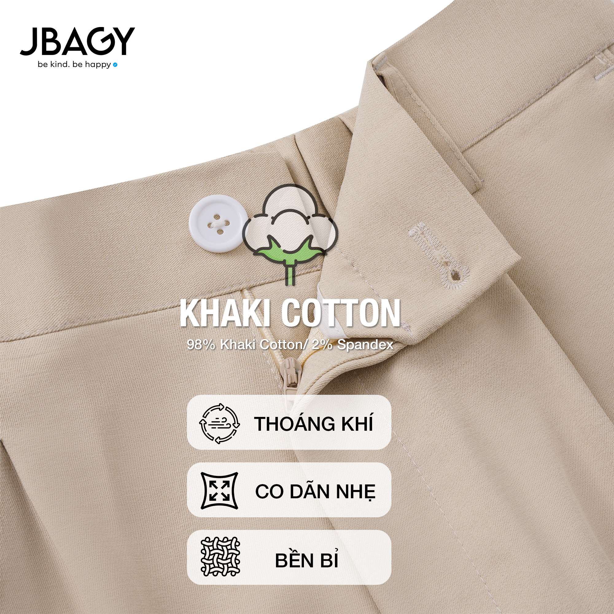 Mô tả Quần kaki nam JBAGY dáng baggy, co giãn cạp chun ẩn tinh tế - JD0103 - 3