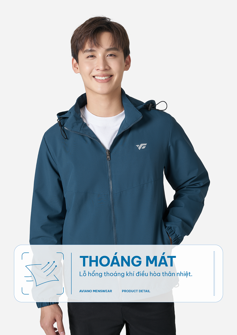 Mô tả Áo Khoác Nam AVIANO Cao Cấp Chống Nước,Chống Gió, Kháng Bụi Tốt, Chống Nắng, Áo Khoác Gió Nam Có Mũ Tháo Rời Tiện Lợi - 3