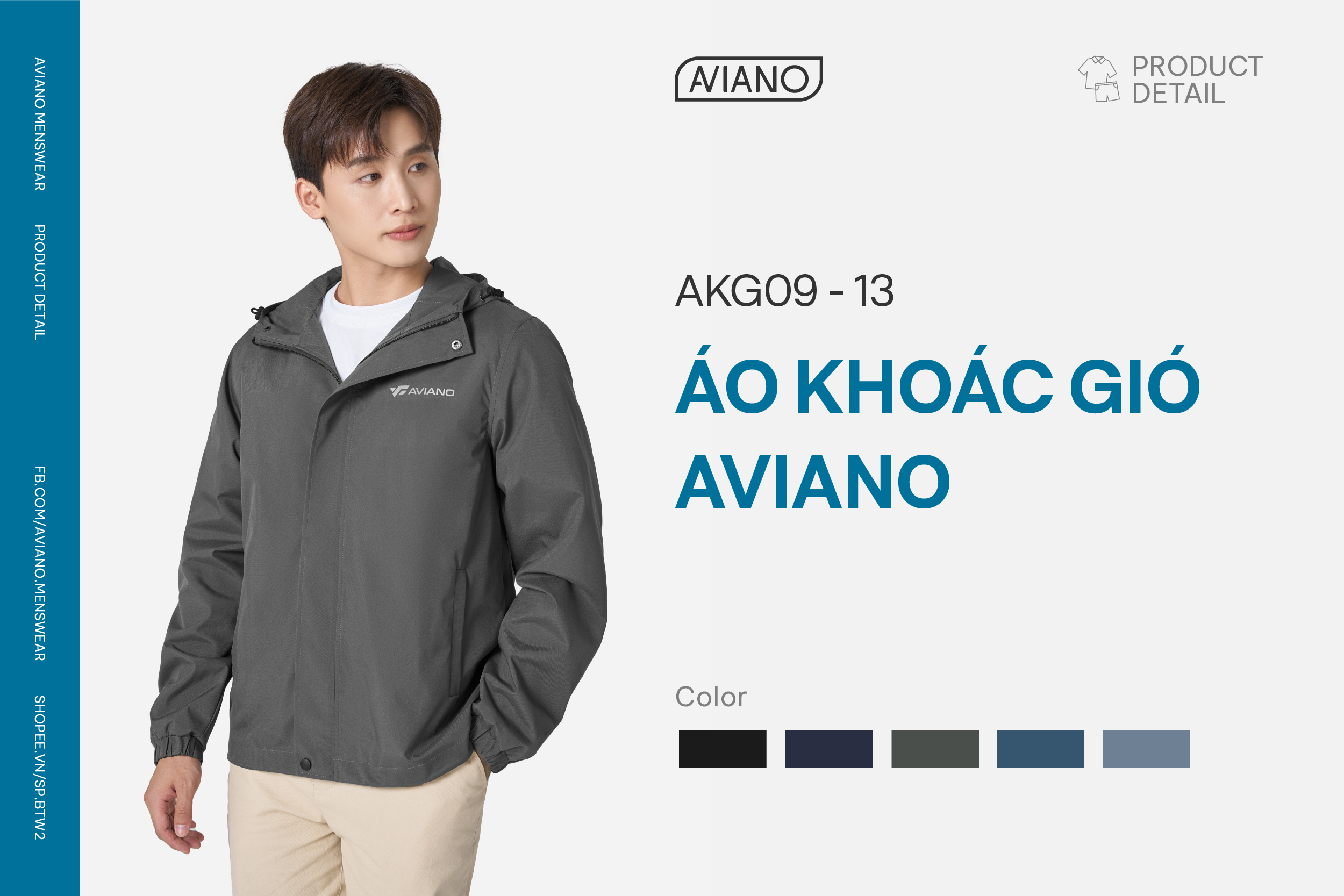 Mô tả Áo Khoác Nam AVIANO Cao Cấp Chống Nước,Chống Gió, Kháng Bụi Tốt, Chống Nắng.Áo Khoác Gió Nam Có Mũ 2 Lớp - 1