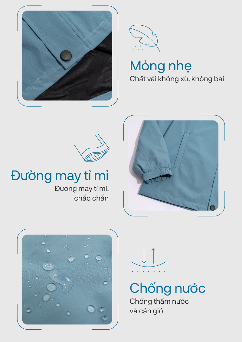 Mô tả Áo Khoác Nam AVIANO Cao Cấp Chống Nước,Chống Gió, Kháng Bụi Tốt, Chống Nắng.Áo Khoác Gió Nam Có Mũ 2 Lớp - 6