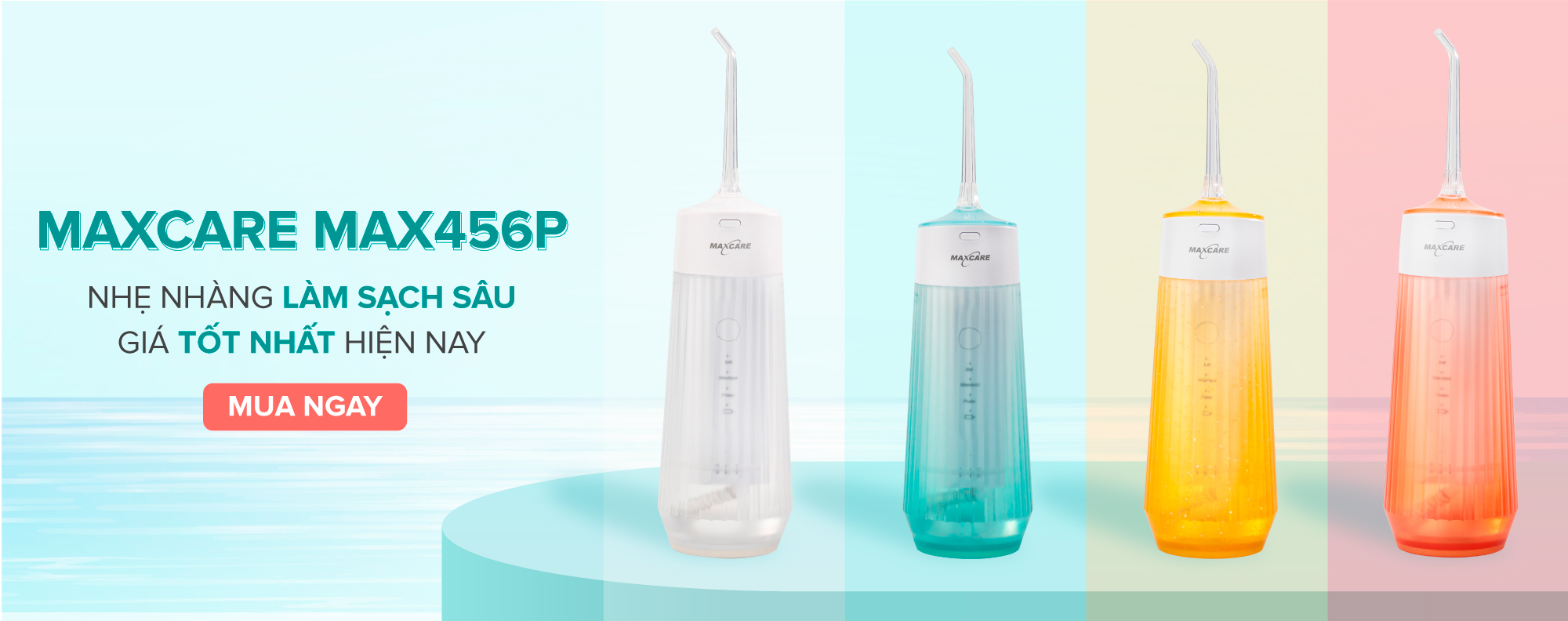 Mô tả Máy tăm nước cầm tay gấp gọn mini du lịch Maxcare UltraSonic Max456P Phun xoay 360 độ, Chống nước IPX7, dung tích 160ml - 1