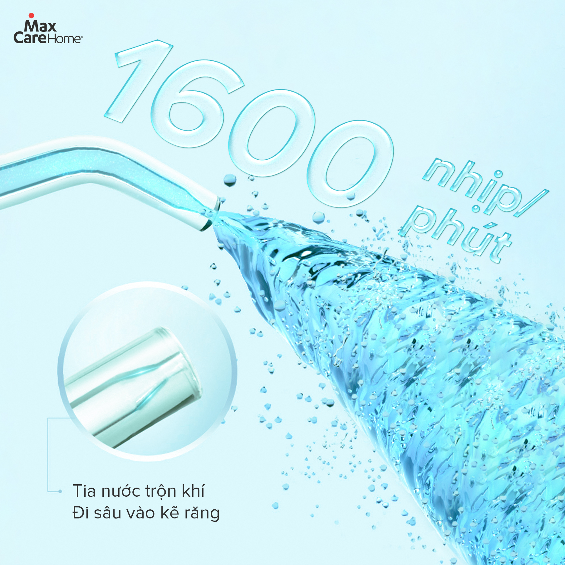 Mô tả Máy tăm nước cầm tay gấp gọn mini du lịch Maxcare UltraSonic Max456P Phun xoay 360 độ, Chống nước IPX7, dung tích 160ml - 7