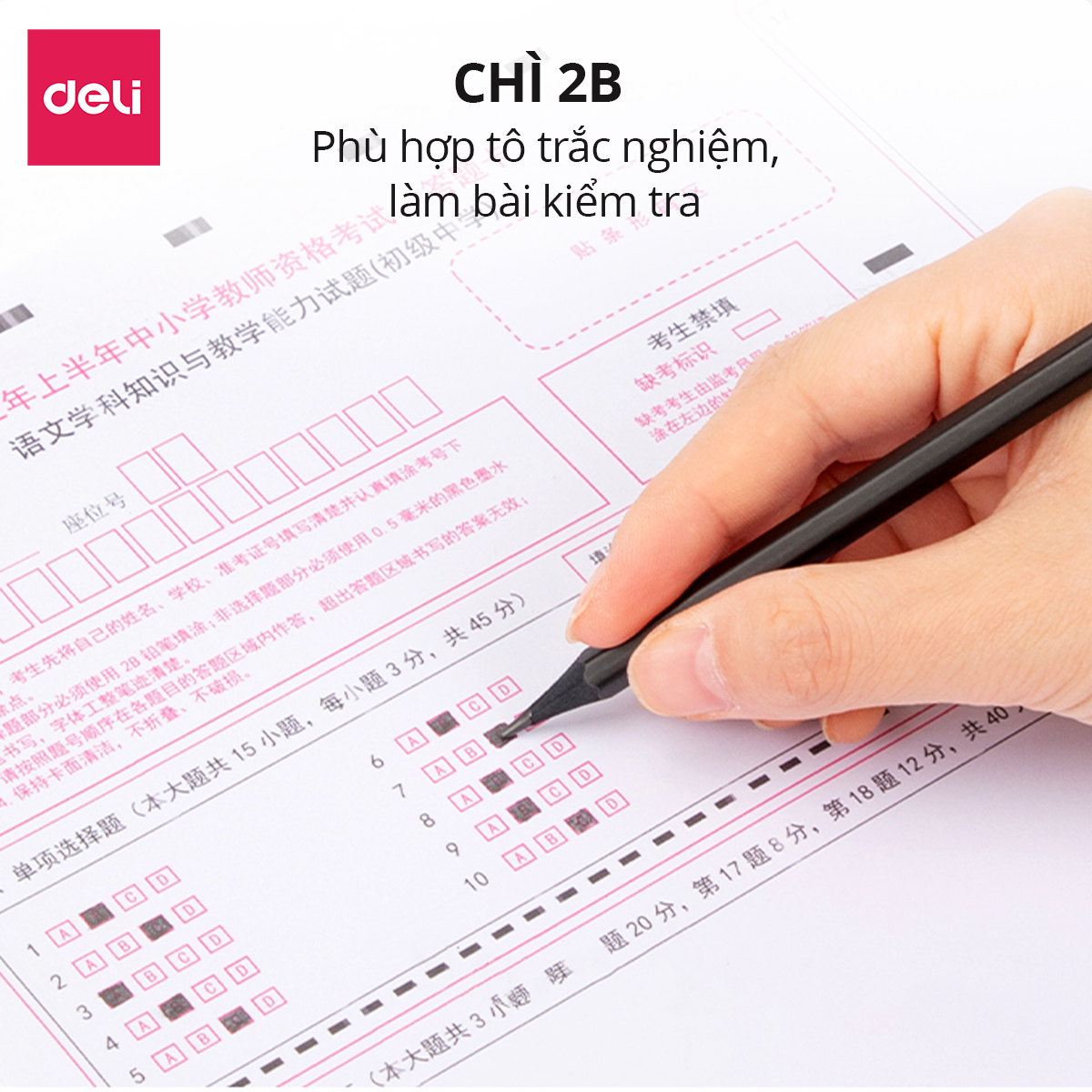 Mô tả Bút Chì 2B HB Gỗ Nusign Cao Cấp Deli - Chì Đậm Tô Trắc Nghiệm Làm Bài Kiểm Tra Nhạy Với Máy Chấm Thi Học Sinh Văn Phòng - 1