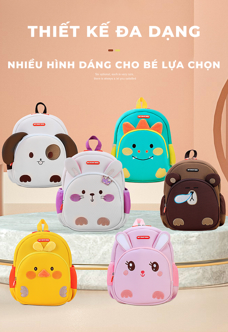 Mô tả Balo cho bé trai bé gái mẫu giáo mầm non 1989KIDS SHOP mềm mại nhẹ nhàng đáng yêu kích thước 29x24x11cm - 1