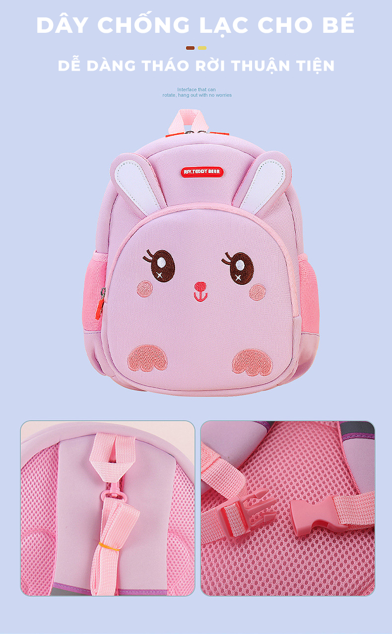 Mô tả Balo cho bé trai bé gái mẫu giáo mầm non 1989KIDS SHOP mềm mại nhẹ nhàng đáng yêu kích thước 29x24x11cm - 3
