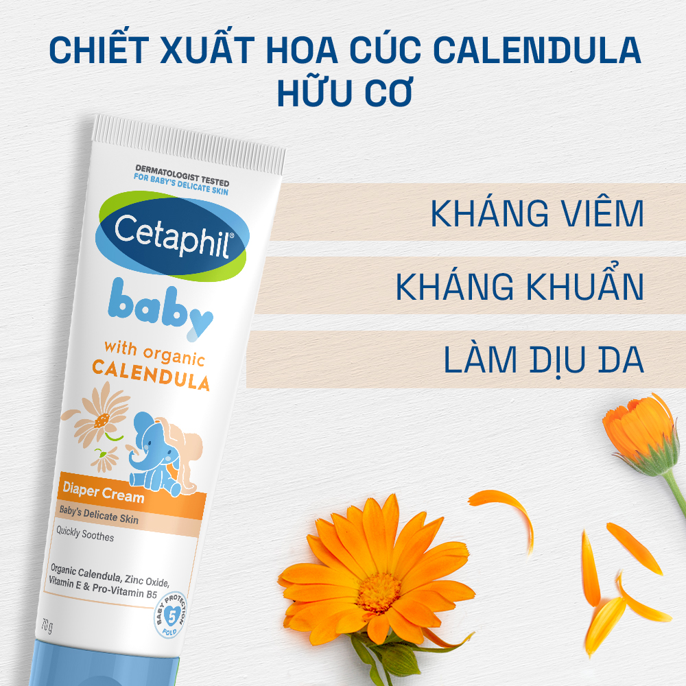 Mô tả Kem chống hăm tã dịu lành CETAPHIL BABY DIAPER CREAM CALENDULA 70G - 4