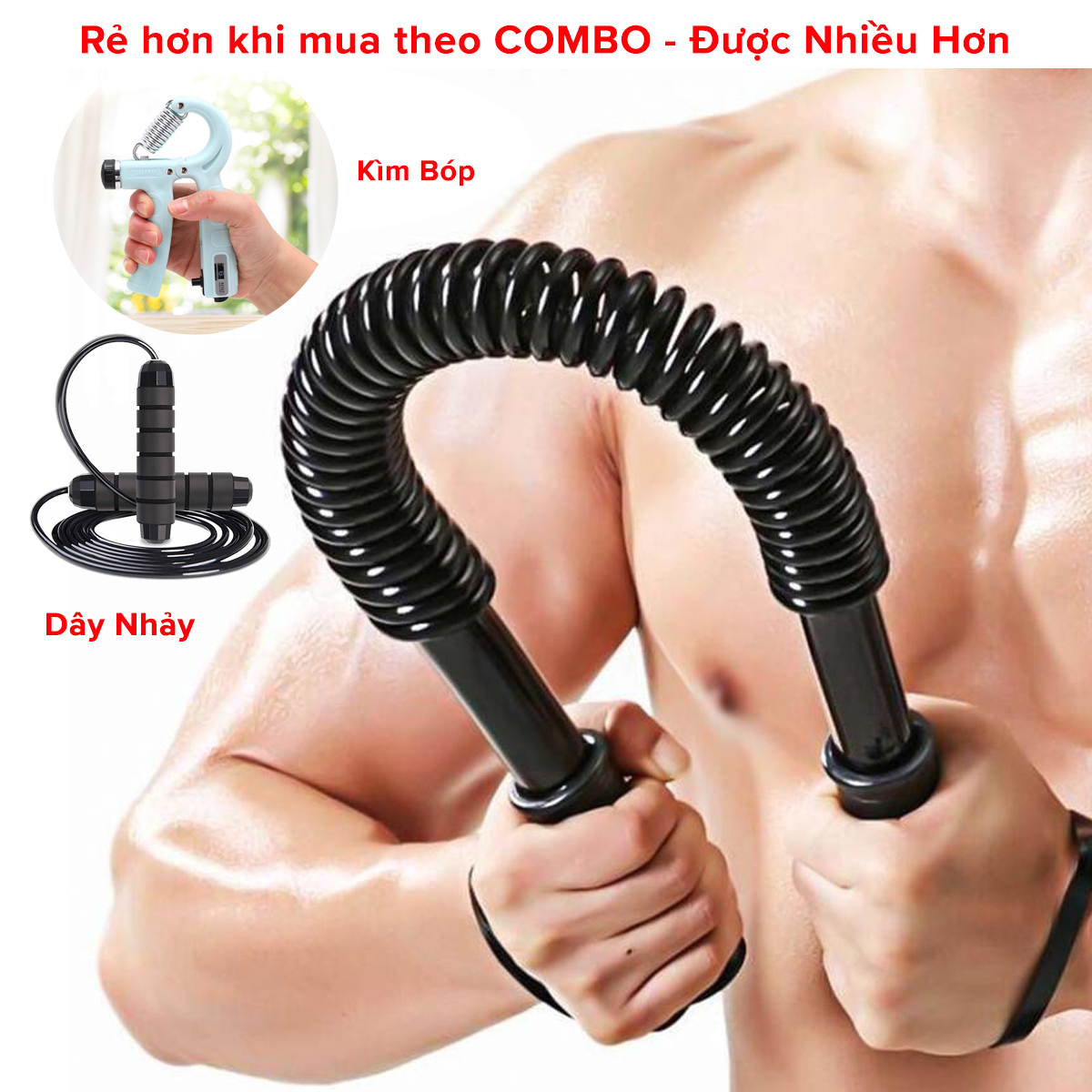 Mô tả Combo 3 Món Gậy Bẻ Lò Xo + Kìm Bóp Tay Đếm Số ECO + Dây Nhảy Lõi Thép Kháng Lực 20kg 30kg 40kg 50kg 60kg Hãng Amalife - 2