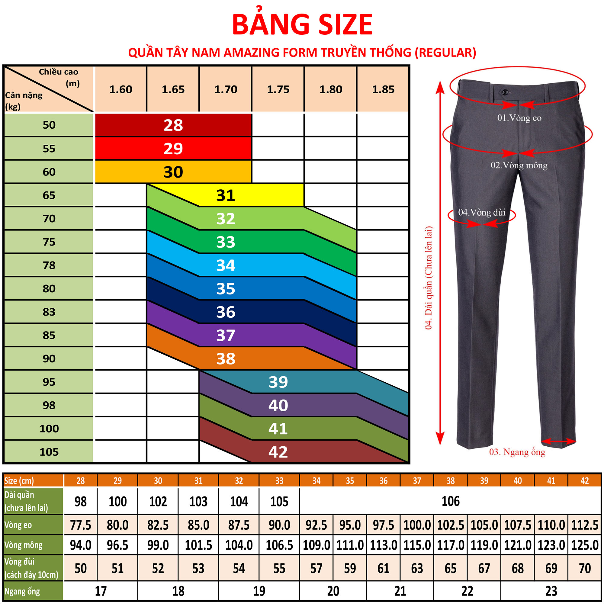 Mô tả Quần tây nam Amazing, big size tới 100kg, họa tiết vân chìm, màu xám, không ly, form dáng chuẩn - 1