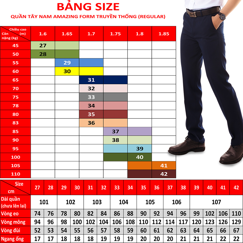 Mô tả Quần tây nam màu xanh Amazing, ống đứng, không ly, đồng phục học sinh, đồng phục công sở - 1