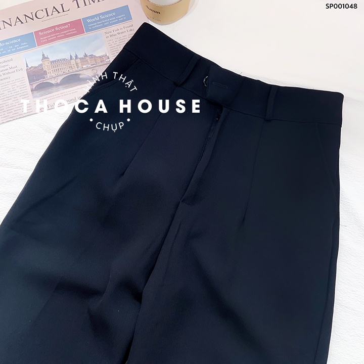 Mô tả Quần tây đi học xanh đen, đen THOCA HOUSE quần baggy công sở form suông dài - 3