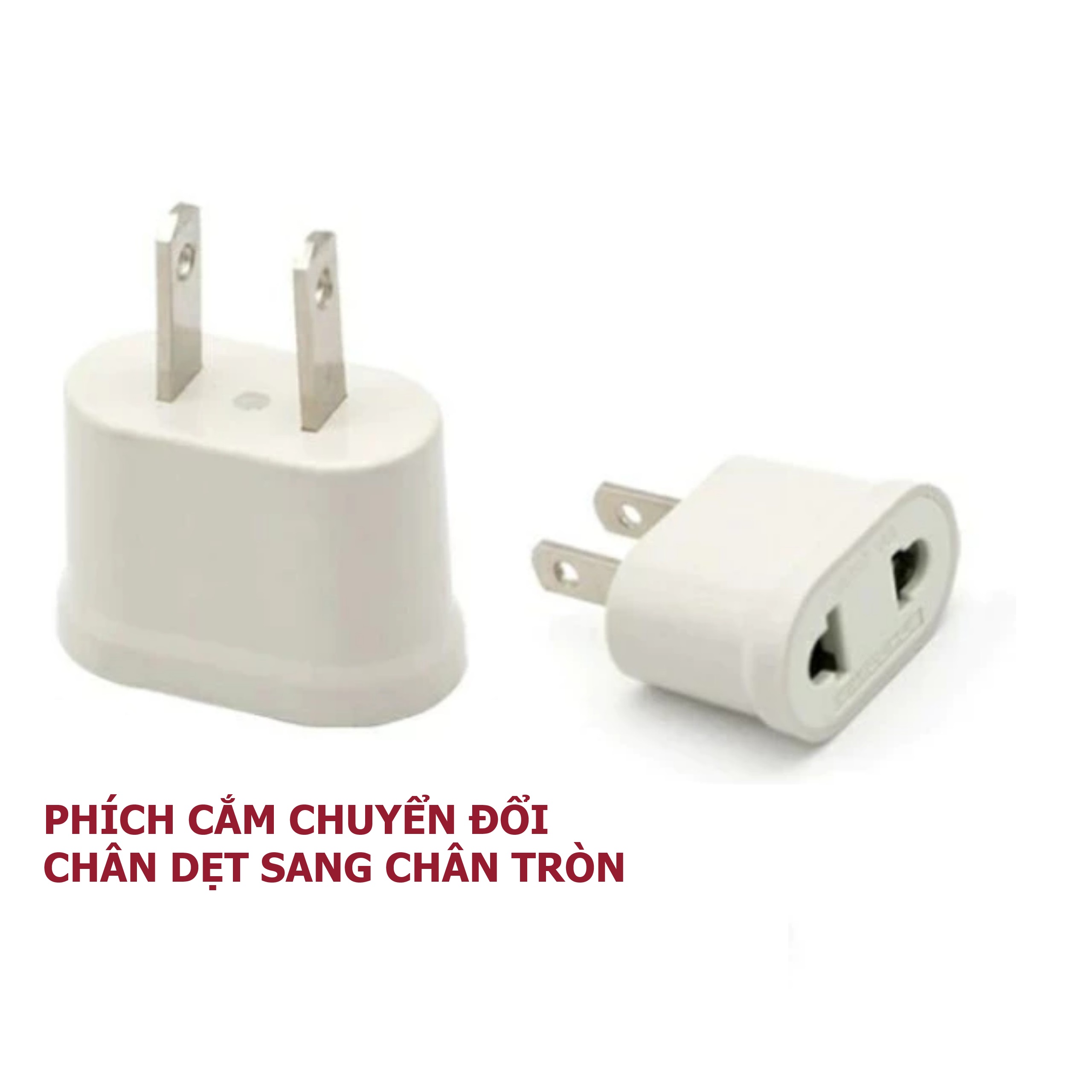 Mô tả Phích Cắm - Taky, Chuyển Đổi Chân Dẹt Sang Chân Tròn, Đầu Chuyển Đổi Phích Điện Nhỏ Gọn, Tiện Dụng. 8601 - 1