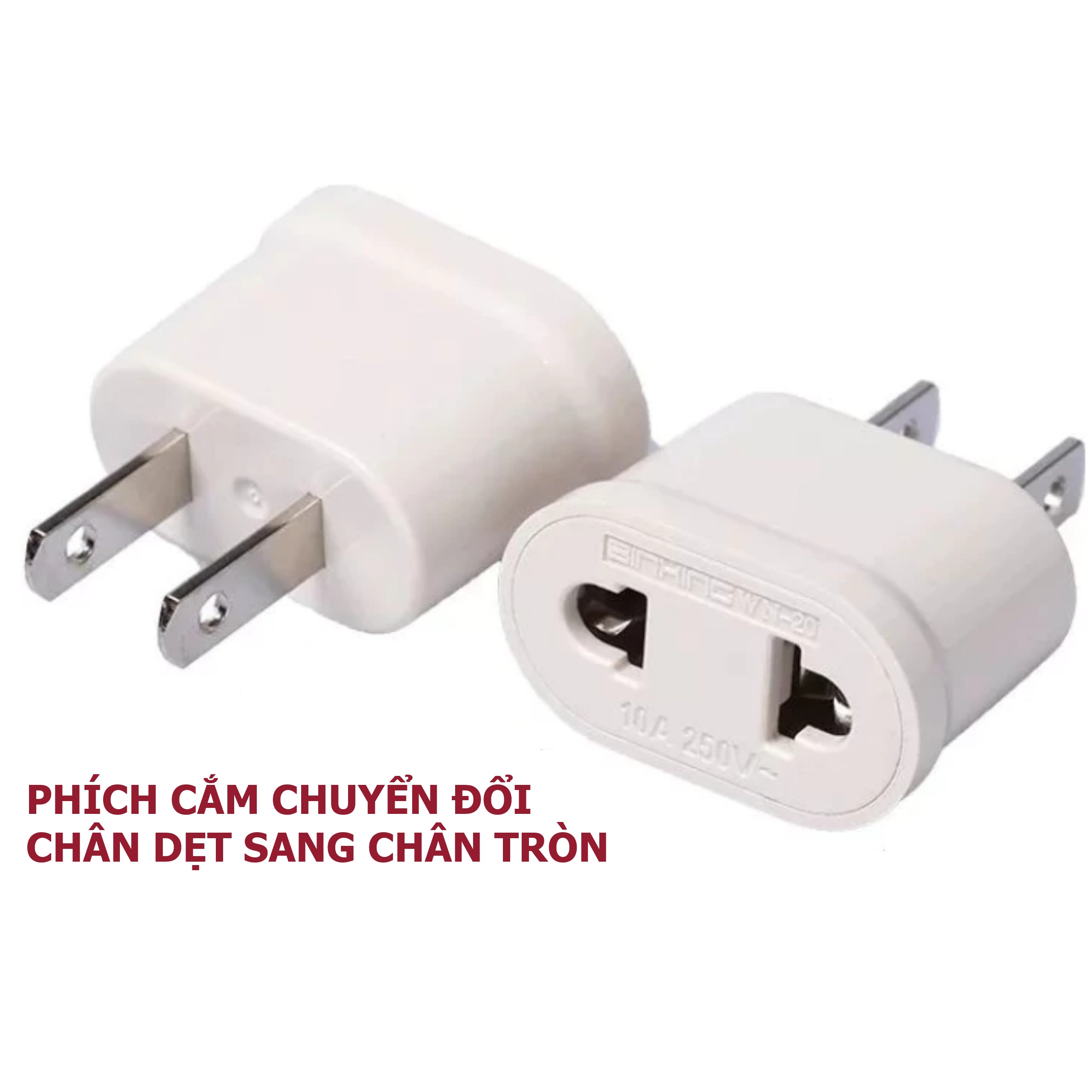 Mô tả Phích Cắm - Taky, Chuyển Đổi Chân Dẹt Sang Chân Tròn, Đầu Chuyển Đổi Phích Điện Nhỏ Gọn, Tiện Dụng. 8601 - 3