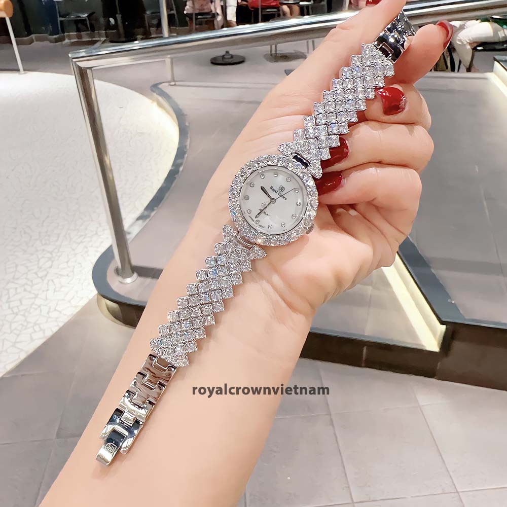 Mô tả Đồng hồ nữ chính hãng Royal Crown 6305L dây thép đính đá cao cấp, chống nước, đẹp, sang chảnh - 1