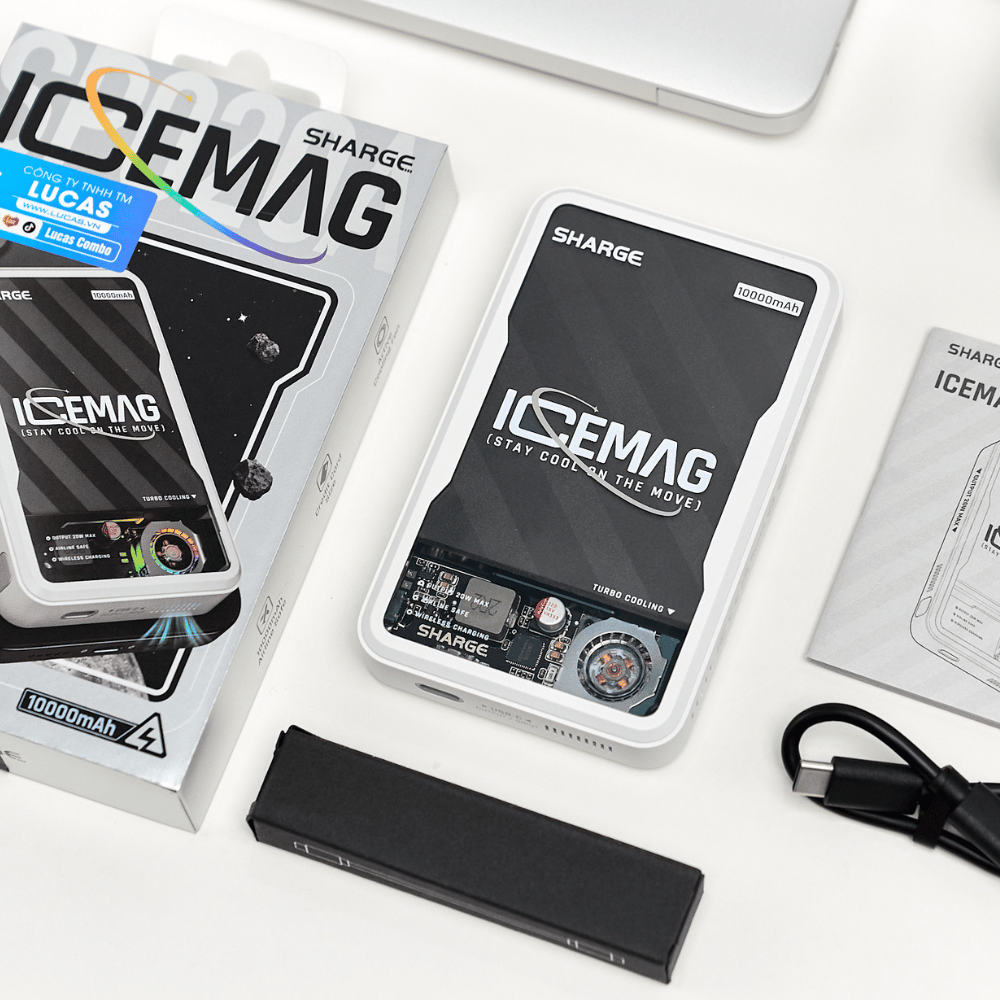 Mô tả Sạc Dự Phòng Sharge ICEMAG 10.000mAh Trong Suốt, Hỗ Trợ Sạc Không Dây, Sạc Nhanh 20W, Quạt Làm Mát Đổi Màu LED RGB - 7