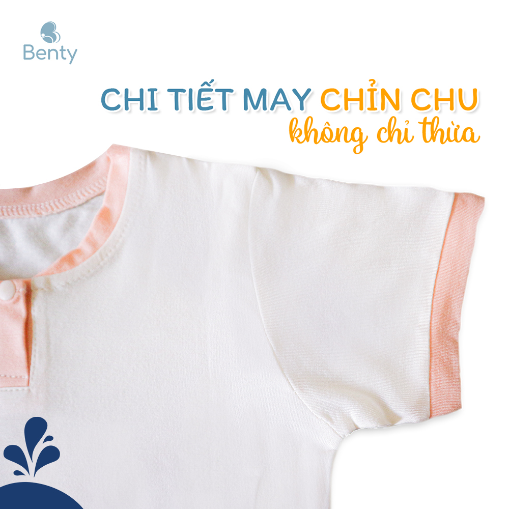 Mô tả Bộ cộc tay cổ trụ BENTY in hình cá voi  BT041 cotton mềm mịn mát, đồ bộ cho bé trai, bé gái - 2