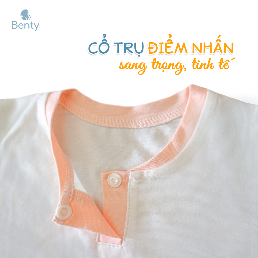 Mô tả Bộ cộc tay cổ trụ BENTY in hình cá voi  BT041 cotton mềm mịn mát, đồ bộ cho bé trai, bé gái - 5