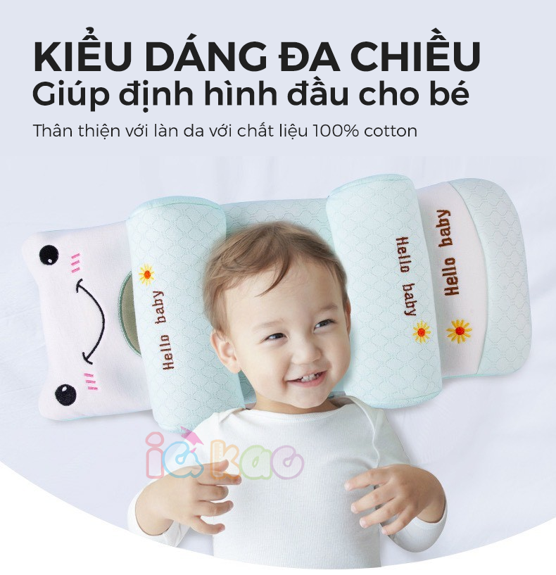Mô tả Gối Chặn Định Hình Đầu IQKAO Cho Bé – Gối Cotton Mềm Mại, Lõi Vỏ Hạt Kiều Mạch, Tư Thế Chuẩn, Chống Bẹp Đầu BG05 - 6