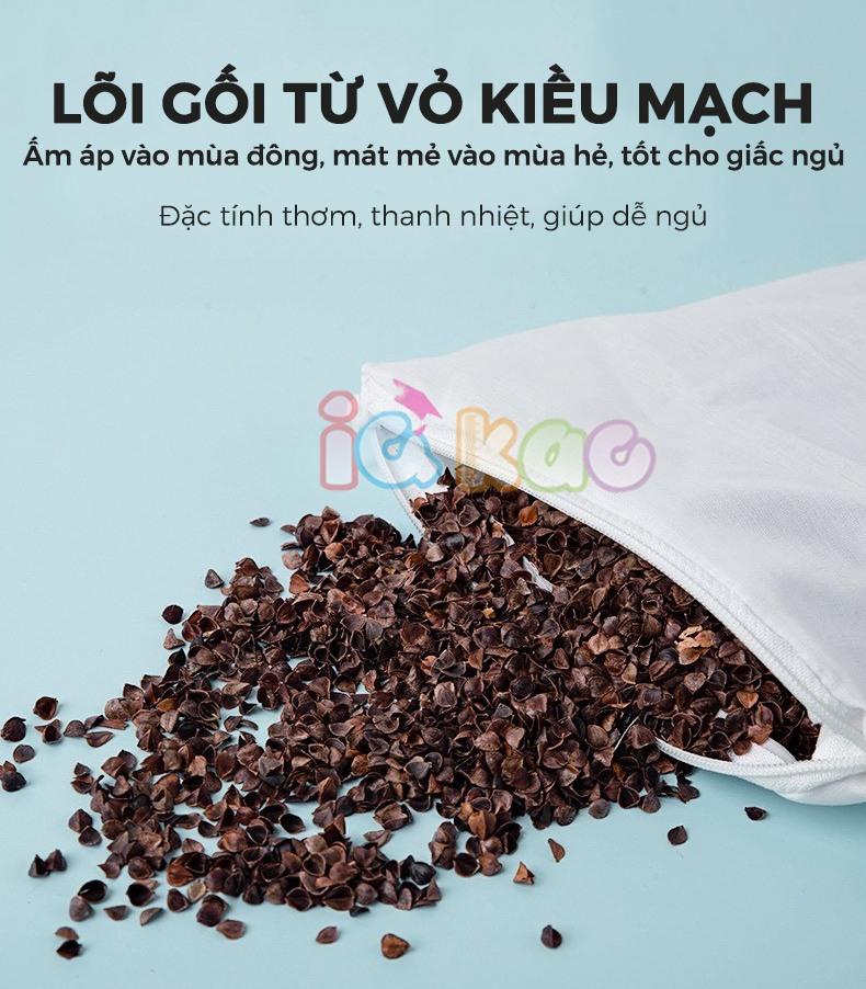 Mô tả Gối Chặn Định Hình Đầu IQKAO Cho Bé – Gối Cotton Mềm Mại, Lõi Vỏ Hạt Kiều Mạch, Tư Thế Chuẩn, Chống Bẹp Đầu BG05 - 8