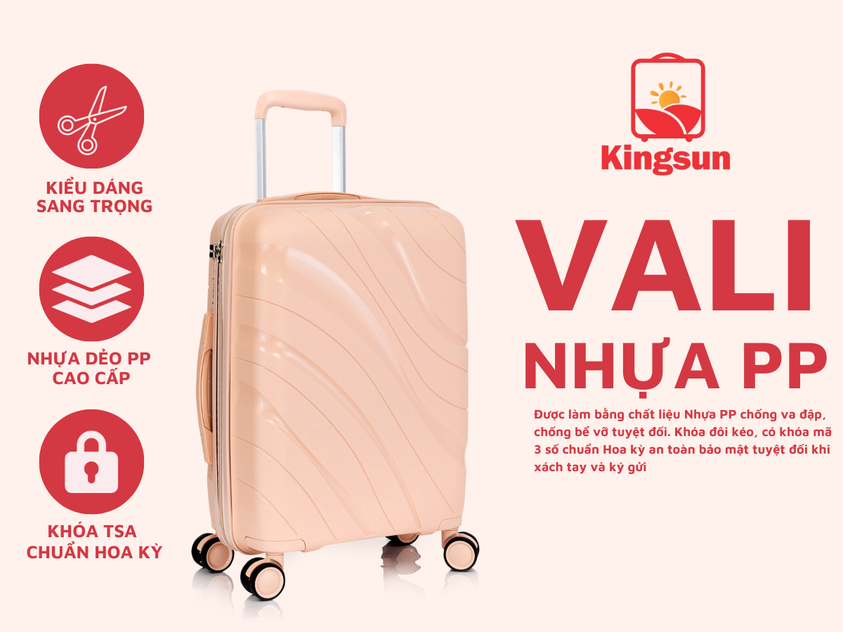 Mô tả Vali Du Lịch Nhựa PP02 Cao Cấp, Vali Kéo Chống Va Đập Size 28, Bảo Hành 5 Năm - 1