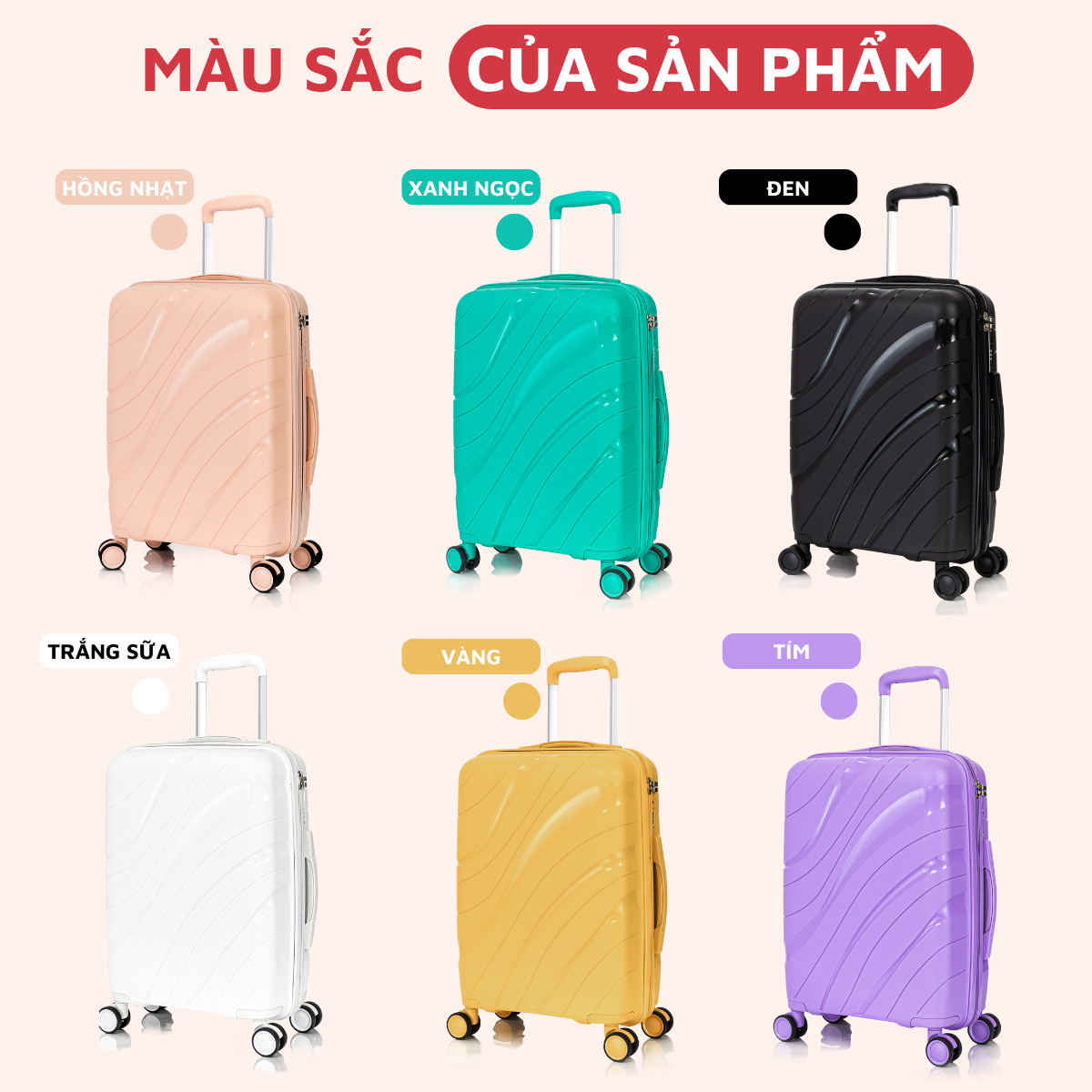 Mô tả Vali Du Lịch Nhựa PP02 Cao Cấp, Vali Kéo Chống Va Đập Size 28, Bảo Hành 5 Năm - 2