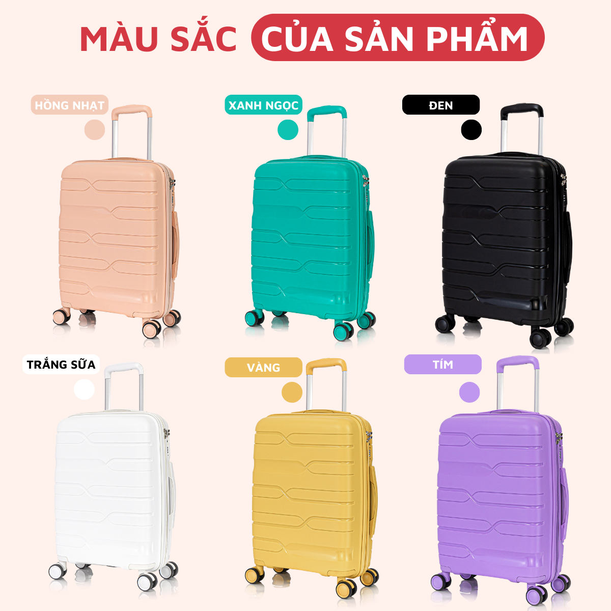 Mô tả Vali Kéo Du Lịch Nhựa PP01 Cao Cấp Kingsun Chống Va Đập Size 20/24, Bảo Hành 5 Năm - 2