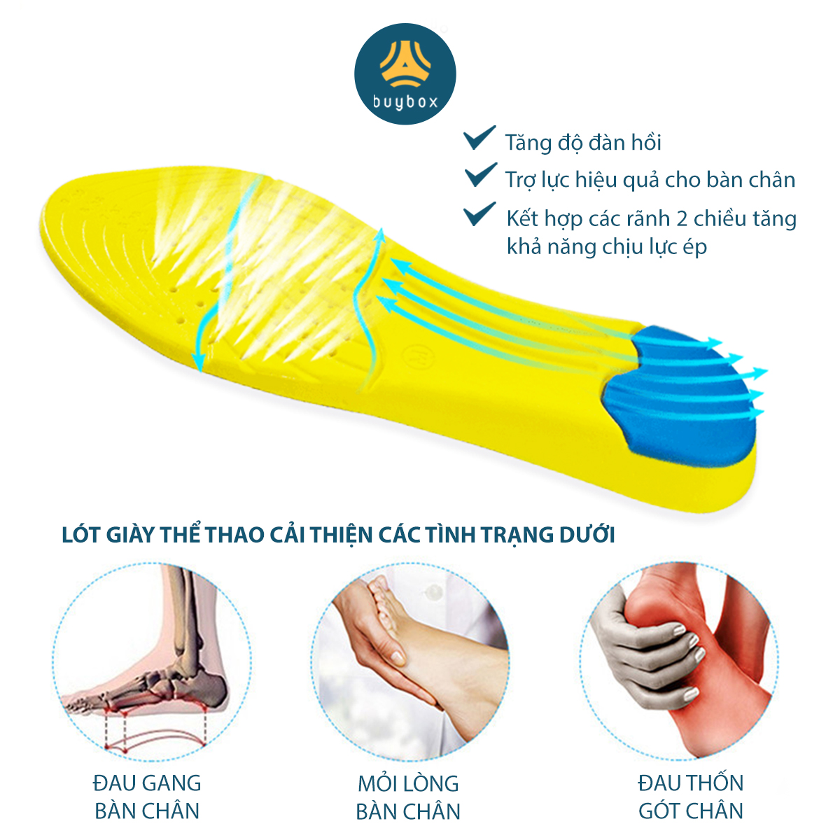 Mô tả Lót giày thể thao EVA biết thở và có gel chống thốn gót buybox BBPK26 - 2