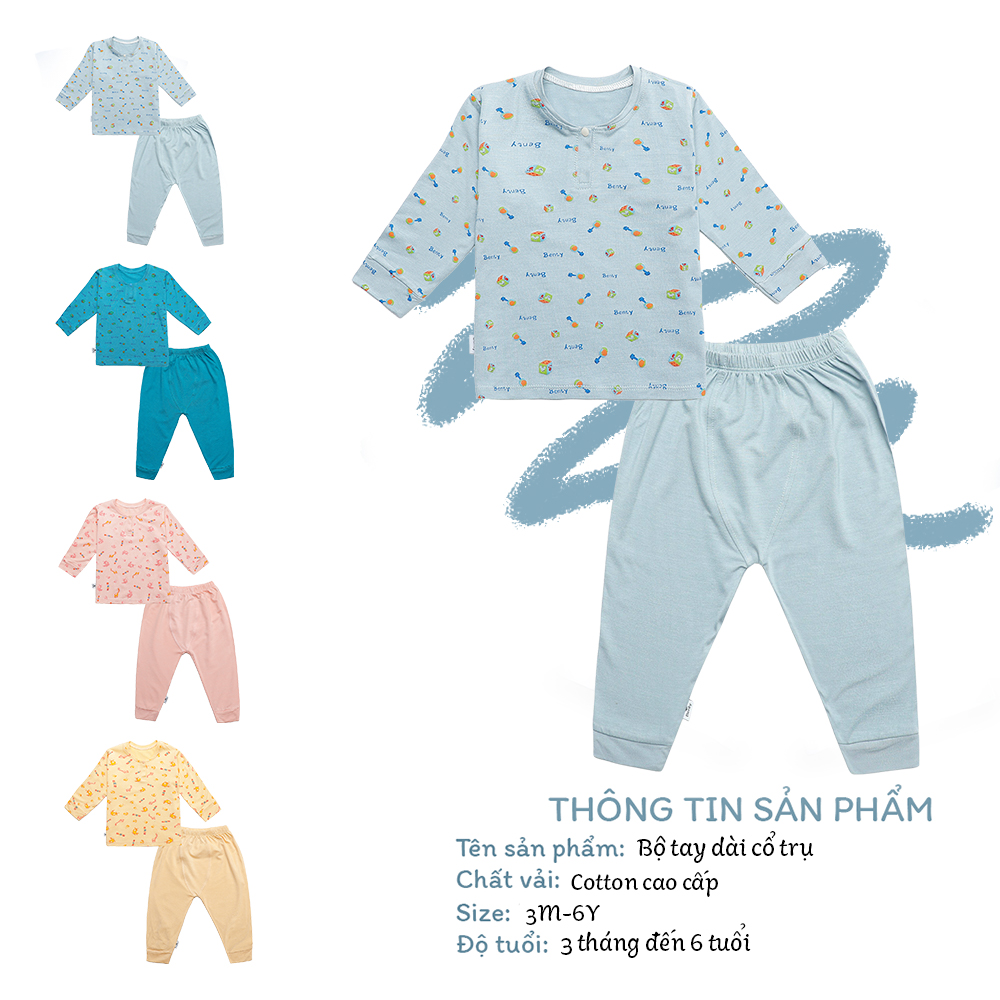 Mô tả Bộ dài cổ trụ BENTY họa tiết cute cotton mềm mịn thấm hút mồ hôi, đồ bộ mặc ngủ cho bé - 1