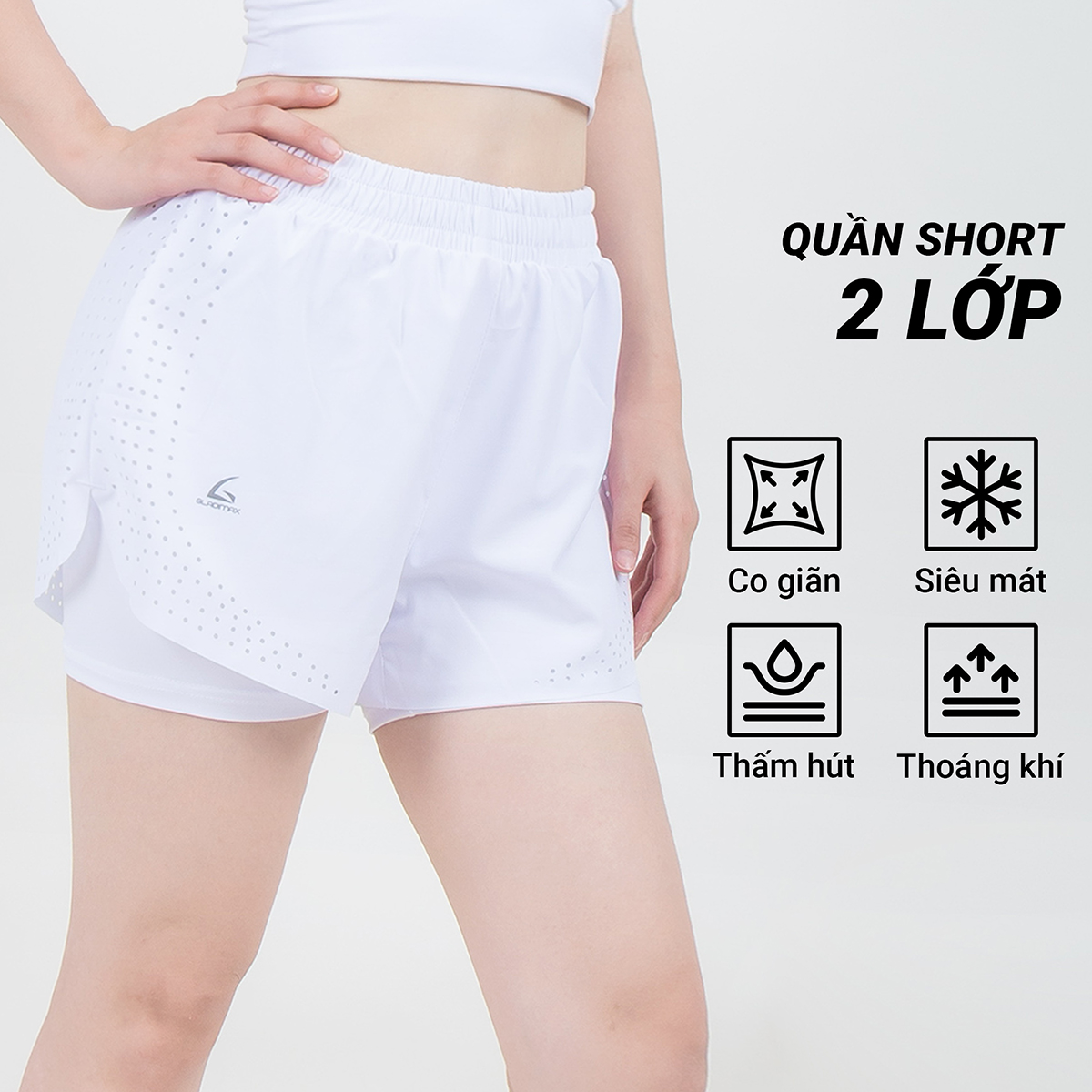 Mô tả Quần đùi boxer Gladimax Không Viền 2 lớp chất vải nhẹ và thoáng khí tập gym, chạy bộ, aerobic - 1