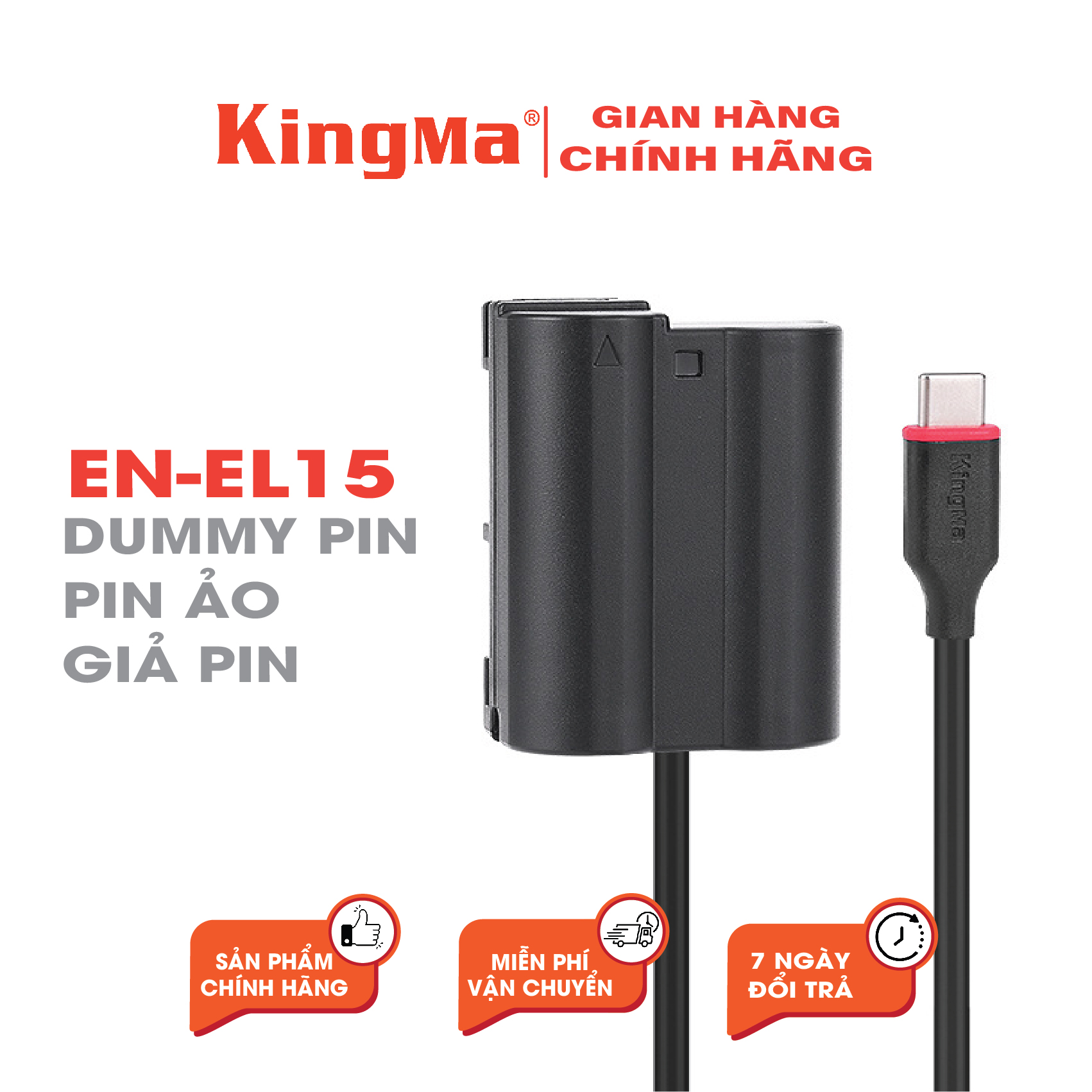 Pin Ảo/ Giả Pin/ Dummy Pin EN-EL15 Chính Hãng KINGMA. For NIKON EN-EL15 ...