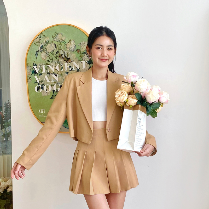 Mô tả Chân váy mini tennis ngắn nữ MARC FASHION cơ bản xếp ly dáng xòe CBLT021023 - 6