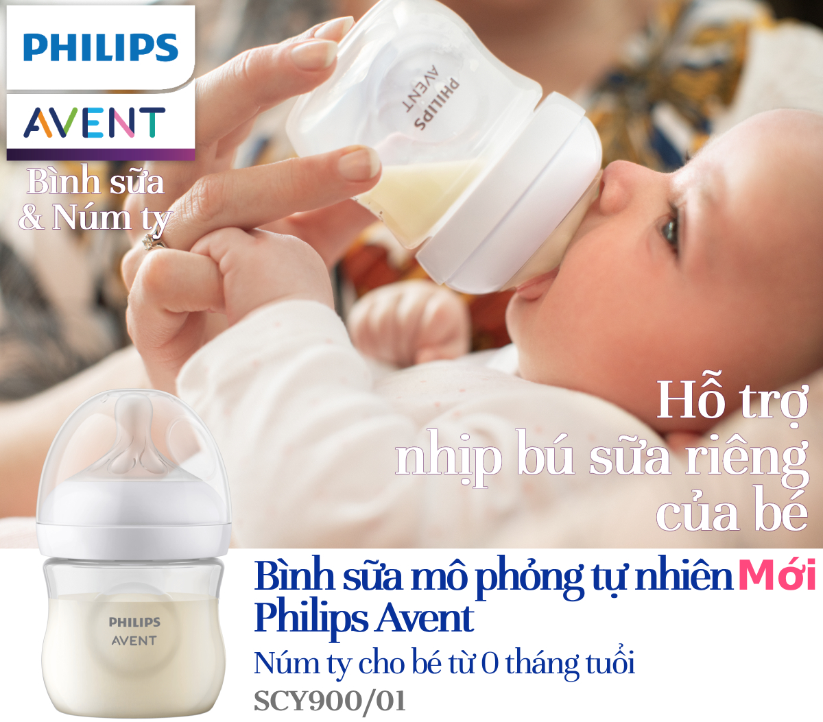 Mô tả Philips Avent Bình sữa mô phỏng tự nhiên 125ml mới (núm ty phản ứng tự nhiên) SCY900/01 - 1