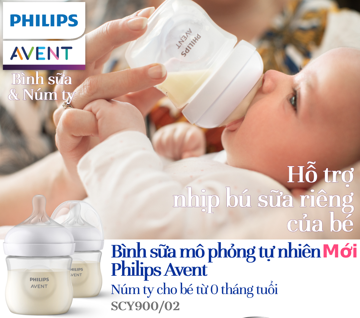 Mô tả Philips Avent Hộp 02 Bình sữa mô phỏng tự nhiên 125ml mới (núm ty phản ứng tự nhiên) SCY900/02 - 1