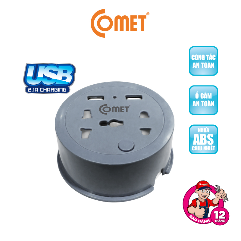 Mô tả Ổ Cắm Điện Đa Năng COMET Dây 85cm/2m/3m/5m, Công Suất 2500w/1800w, Chống Cháy, Chịu Nhiệt Cao, Công Tắc On/Off - 10