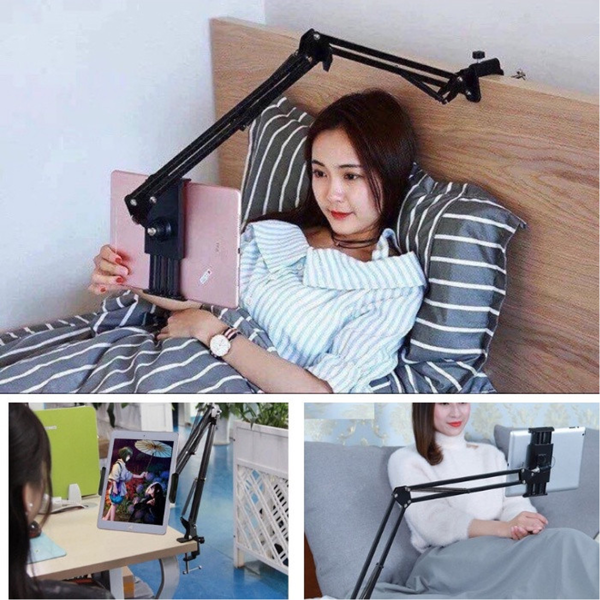 Mô tả Giá Đỡ Điện Thoại, Máy Tính Bảng 12 - 18cm, Ipad Xem Phim Lướt Web Livetream Kẹp Đầu Giường, Kẹp Bàn Chính Hãng Amalife - 11