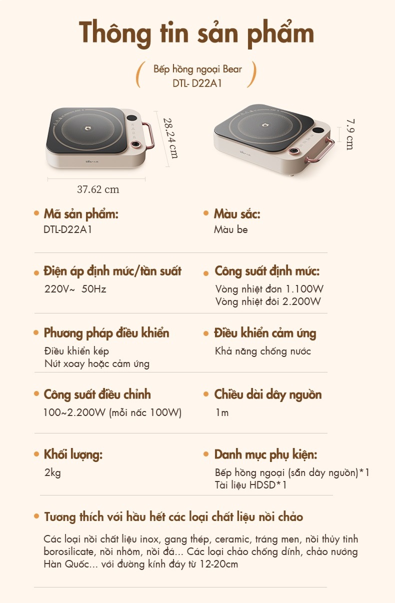 Mô tả Bếp Hồng Ngoại Cao Cấp Bear DTL-D22A1 - Hàng Chính Hãng - 10